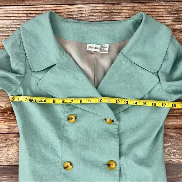 Vintage Linen Suit Mint Green Size 8 - Picture 4 of 13